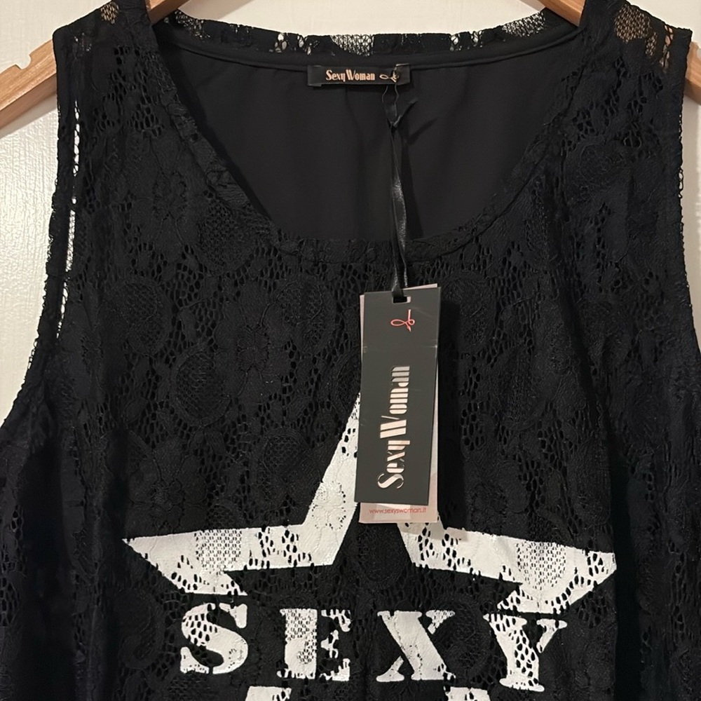Lace black top, Made in Italy, Sexy Woman